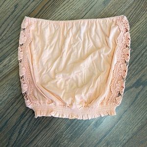 O’Neill coral colored tube top size small with crochet details